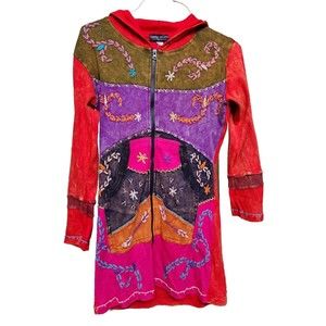 Embroidered Jacket Nepal Size Small Lumbini Imports Hippie Boho Gypsy NWT Hood